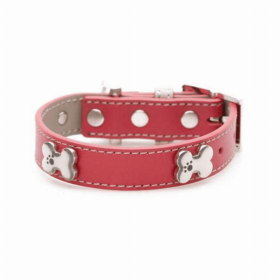 Bones Bling Dog Collar (Red, Pink) (Color: Red, size: small)