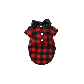 My Fancy Buffalo Plaid Bowtie Dog Shirt (size: XL)