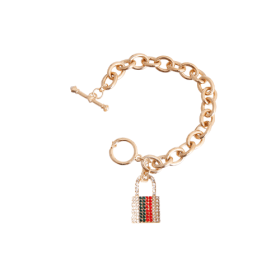 Designer Inspired Rhinestone Lock Pendant (size: small)