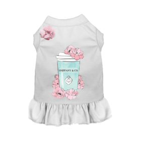 Sniffany and Coffee Dog Dress (Color: White, size: large)