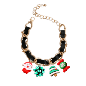 Holiday Charm Dog Necklace (Color: Black, size: 16")