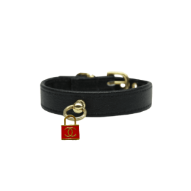 CC Lock Charm Collar (Color: Red, size: 20")