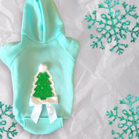 Quilted Christmas Tree Dog Hoodie (size: XL)