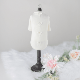 Dainty Bow Tee (Color: Ivory, size: small)